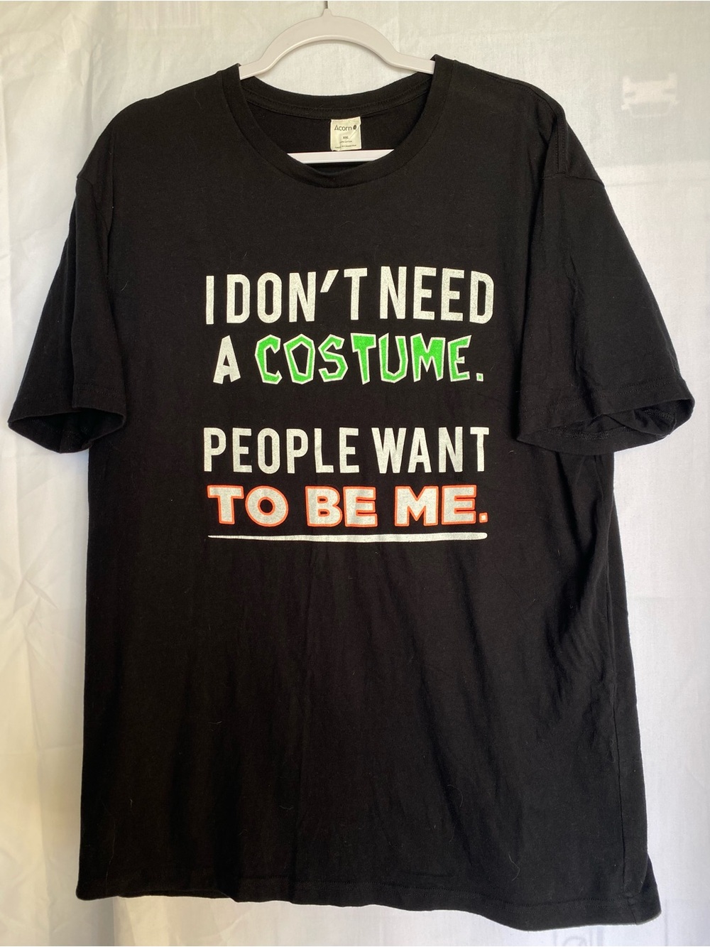 Acorn "I Don't Need a Costume" Graphic Crew Neck Black Men's T-Shirt
2XL